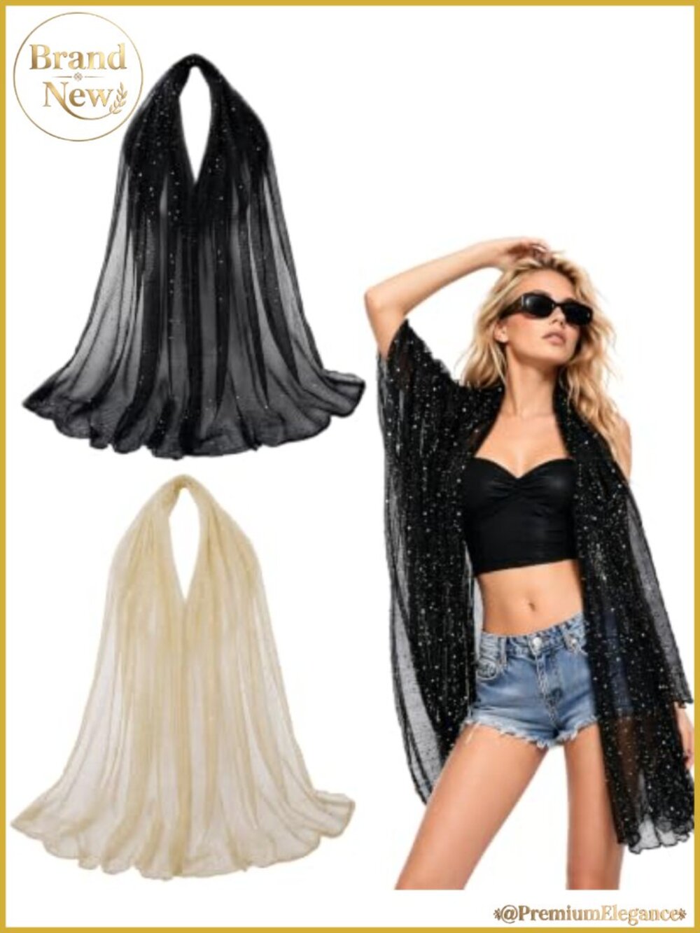 2 Pack Sequin Mesh Scarves Shawls Wraps for Evening Dresses